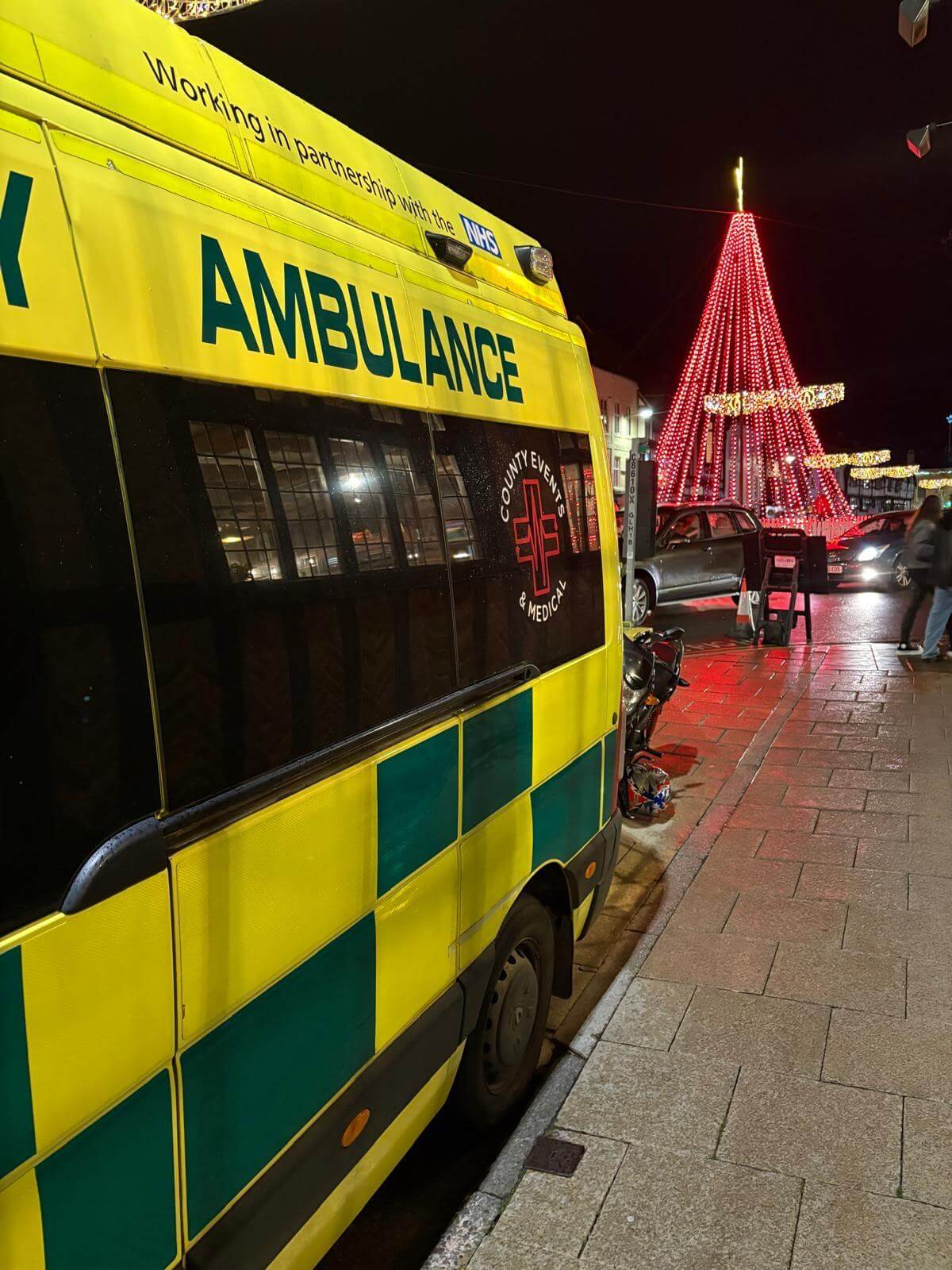 County Events and Medical ambulance at a night event